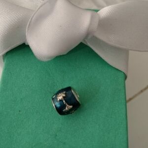 Sterling Silver South Carolina Palmetto Moon Flag Barrel Bead Charm